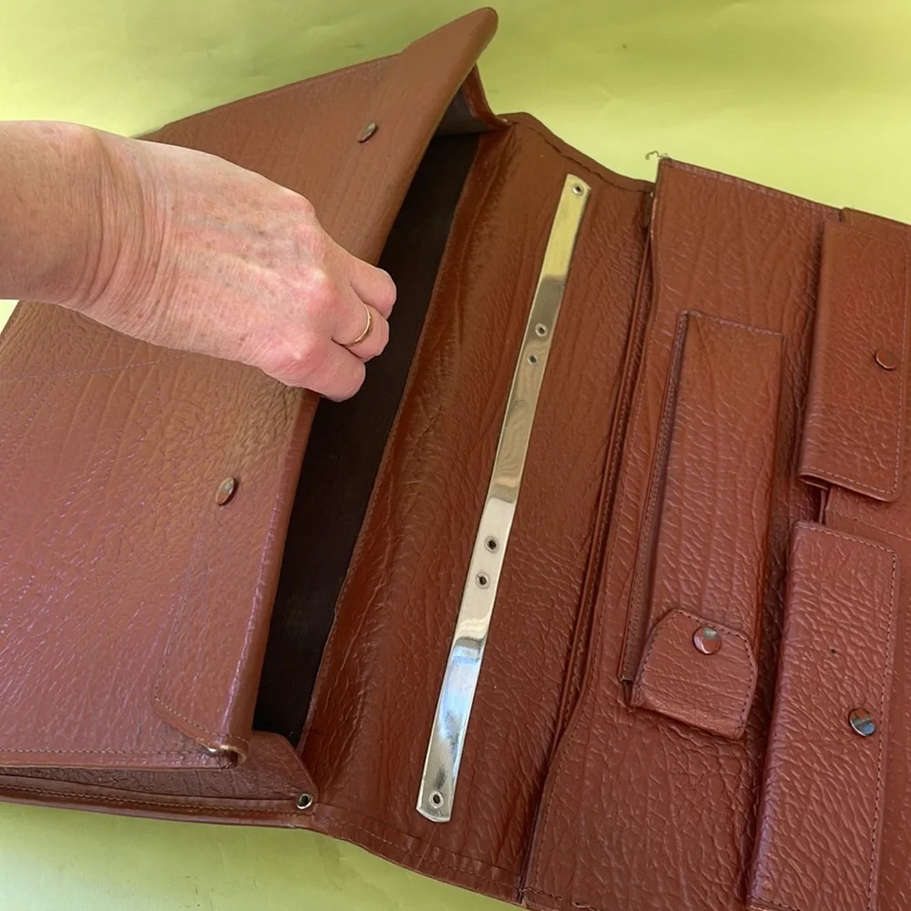 Vintage 70’s reddish brown/silver leather laptop case